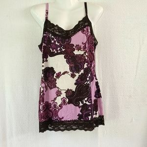 🌻Maurices Purple and Black Lace Trim Blouse-Size 0 (fits is similar to an XL) 🌻